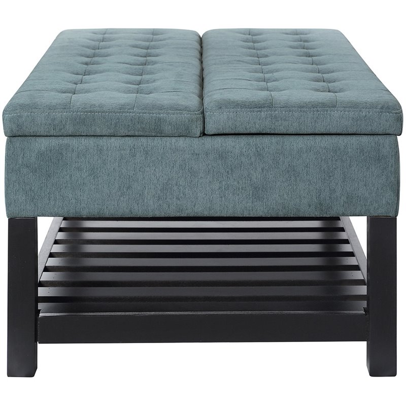 LifeStyle Solutions Landry Tufted Lift Top Coffee Table Ottoman in Teal