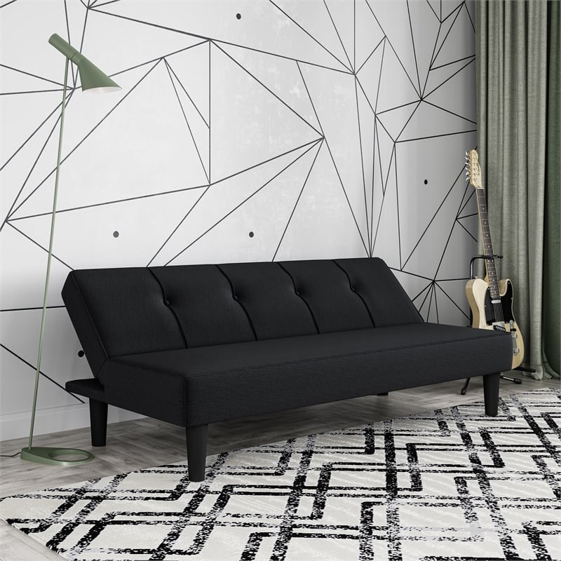 Serta Laurel Tufted Convertible Sleeper in Black Fabric Upholstery