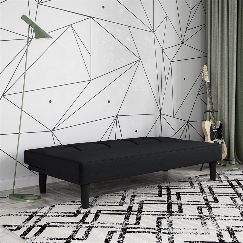 Serta Laurel Tufted Convertible Sleeper in Black Fabric Upholstery
