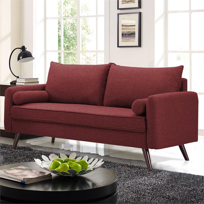 Lifestyle Solutions Cambridge Sofa in Burgundy Red Fabric Upholstery