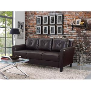 Lifestyle Solutions Norwalk Sofa in Java Brown Faux Leather