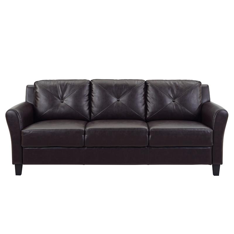 Lifestyle Solutions Norwalk Sofa in Java Brown Faux Leather