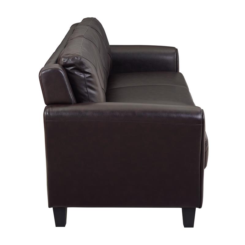Lifestyle Solutions Norwalk Sofa in Java Brown Faux Leather