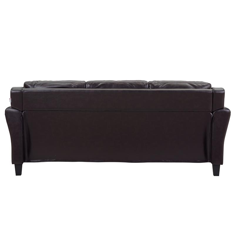 Lifestyle Solutions Norwalk Sofa in Java Brown Faux Leather