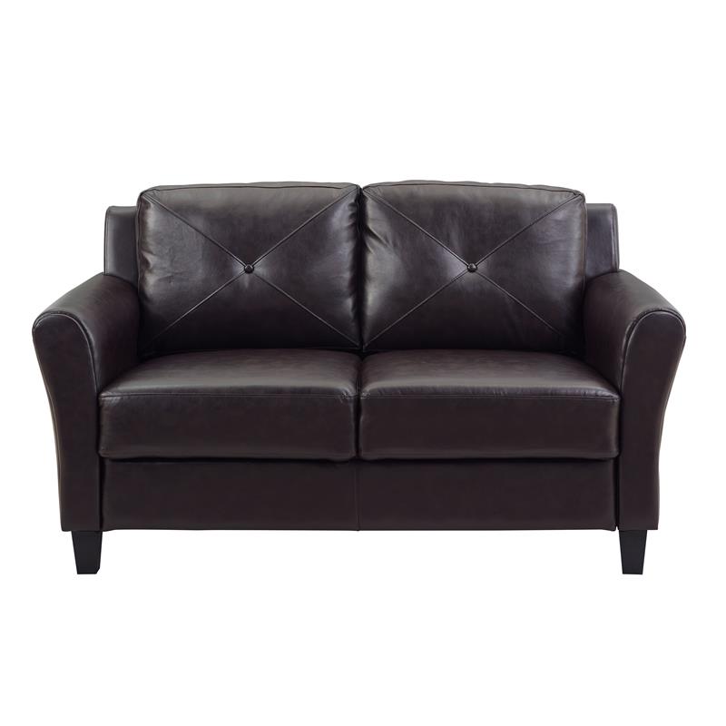 Lifestyle Solutions Norwalk Loveseat In Java Brown Faux Leather 