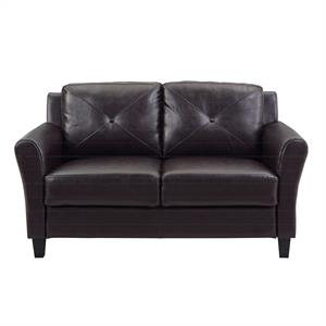 lifestyle solutions norwalk loveseat in java brown faux leather