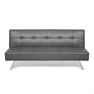 serta carson convertible sofa in dark gray faux leather upholstery