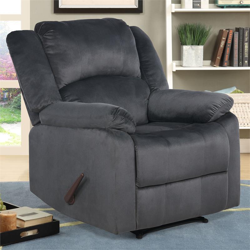 Relax A Lounger Phillip Recliner in Dark Gray Fabric Upholstery