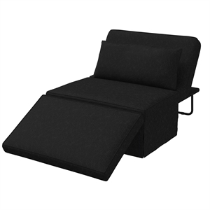 Relax A Lounger Amare Convertible Ottoman in Black Fabric Upholstery
