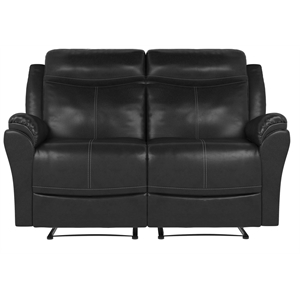 Relax A Lounger Parson Recliner Set in Black Faux Leather Upholstery