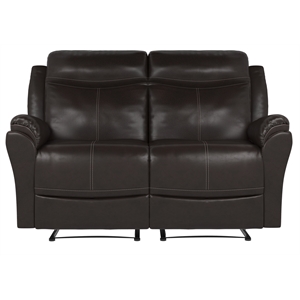 relax a lounger parson reclining loveseat in brown faux leather upholstery