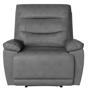 relax a lounger logan recliner in gray faux leather upholstery