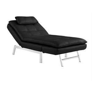 relax a lounger victor convertible chaise in black faux leather