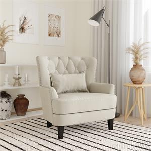 Lifestyle Solutions Lille Club Chair in Cream Fabric Upholstery