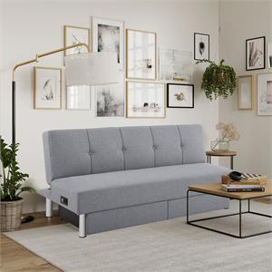 serta wilton dream convertible sofa sleeper in light gray fabric upholstery