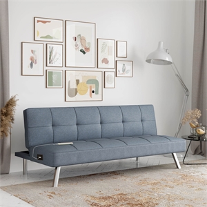 serta connor convertible sofa in light gray fabric upholstery