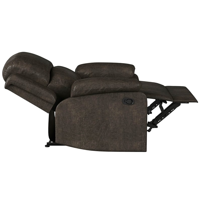 Relax A Lounger Dorian Recliner in Dark Brown Faux Leather Upholstery
