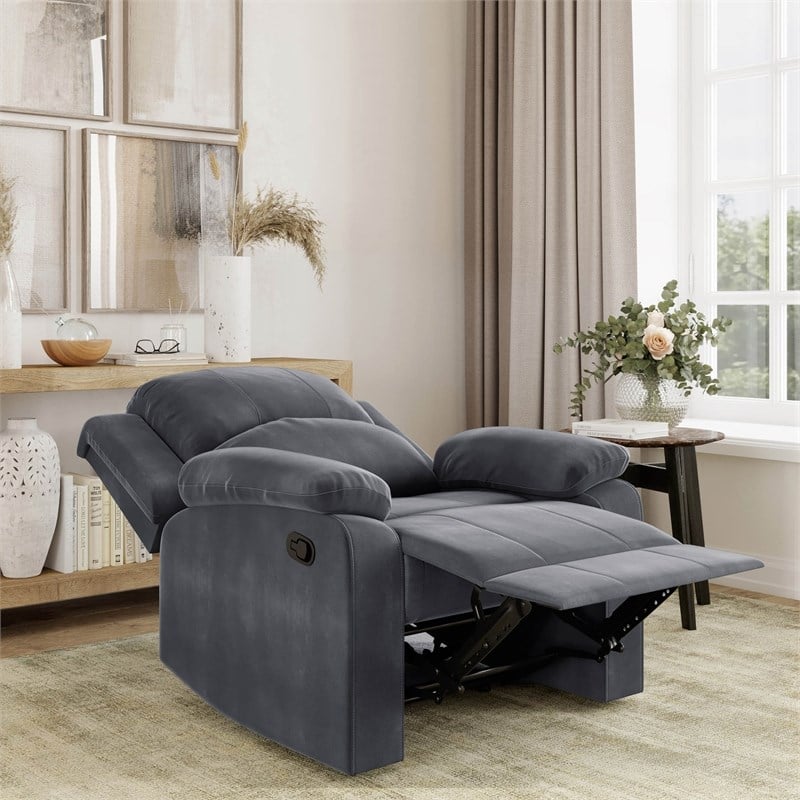 Relax A Lounger Dorian Standard Recliner in Gray Fabric Upholstery