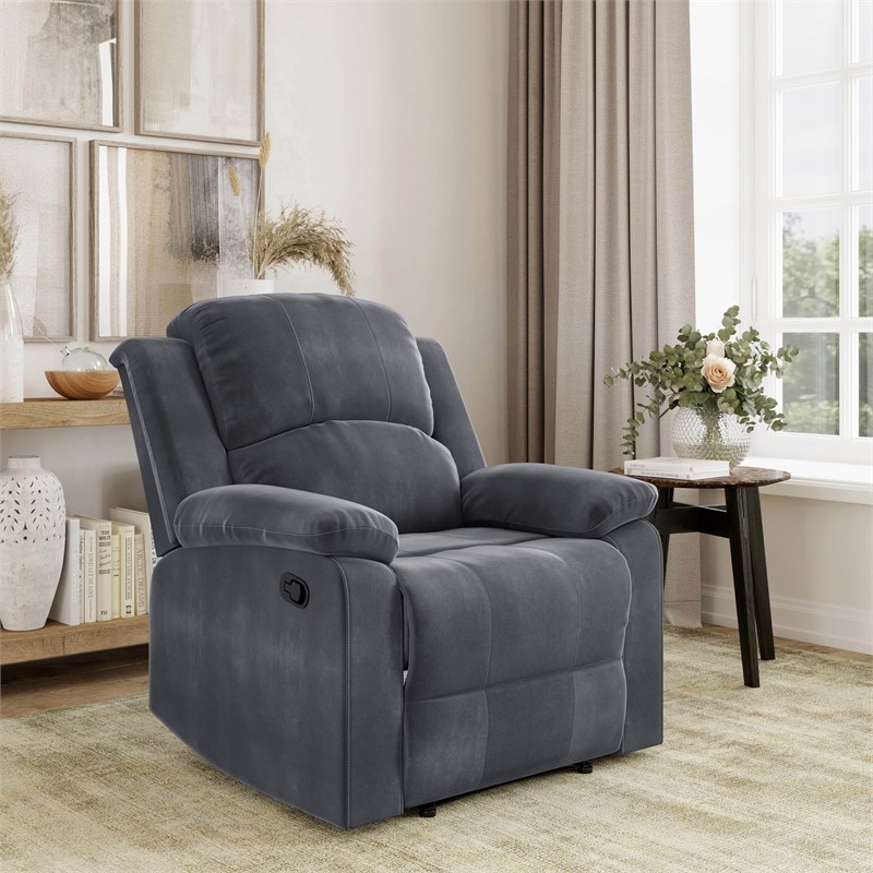 Relax A Lounger Dorian Standard Recliner in Gray Fabric Upholstery