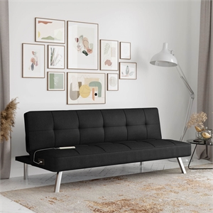 serta connor convertible sleeper sofa in black fabric upholstery
