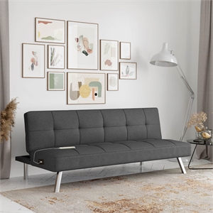 serta connor convertible sleeper sofa in charcoal gray fabric upholstery