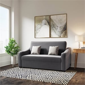 serta harrington convertible sleeper sofa in gray fabric upholstery