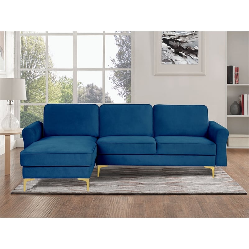 Navy Blue Sectional Sofa With White Piping Matttroy