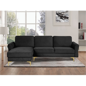 lifestyle solutions leland sectional sofa in black fabric upholstery