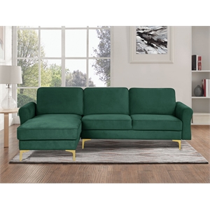 lifestyle solutions leland sectional sofa in green fabric upholstery