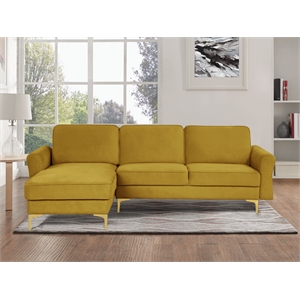 Lifestyle Solutions Leland Sectional Sofa in Yellow Fabric Upholstery