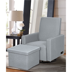 relax a lounger raynor chair with ottoman in gray fabric upholstery