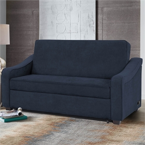 Serta Mariland Convertible Sofa in Navy Blue Fabric Upholstery