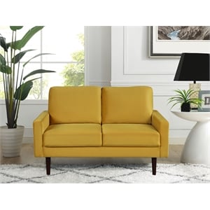 Lifestyle Solutions Michigan Loveseat in Yellow Fabric Upholstery