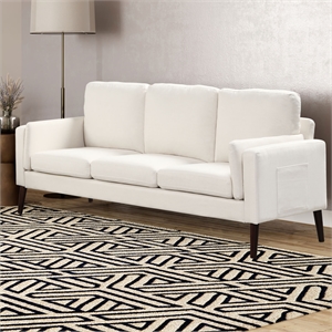Lifestyle Solutions Nathan Stationary Sofa in Cream Fabric Upholstery