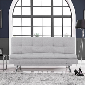 serta dawson convertible sofa in light gray faux leather upholstery