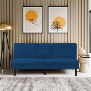 serta piper convertible sleeper sofa in blue fabric upholstery