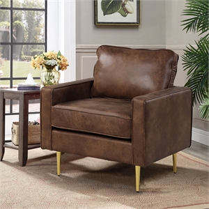 Lifestyle Solutions Pierson Arm Chair in Brown Faux Leather Upholstery