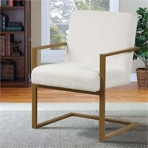 lifestyle solutions leslie stationary chair in cream fabric upholstery