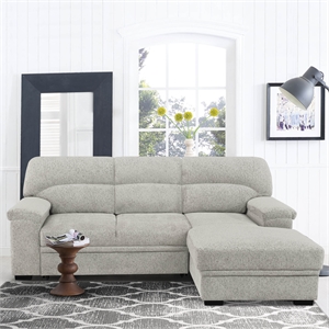 Serta Tyson Convertible Sleeper Sectional Sofa in Cream Fabric Upholstery