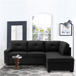 serta orlando sectional sleeper sofa in black fabric upholstery