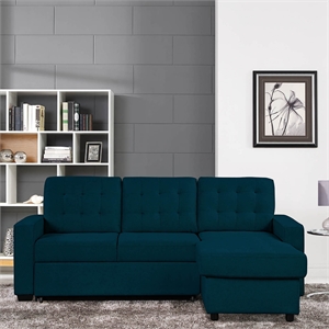 serta brampton convertible sectional in navy blue fabric upholstery