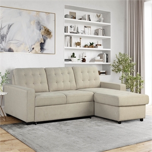 serta brampton convertible sectional in oatmeal beige fabric upholstery