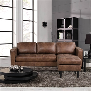Lifestyle Solutions Shelby Sectional sofa in Brown Faux Leather Upholstery