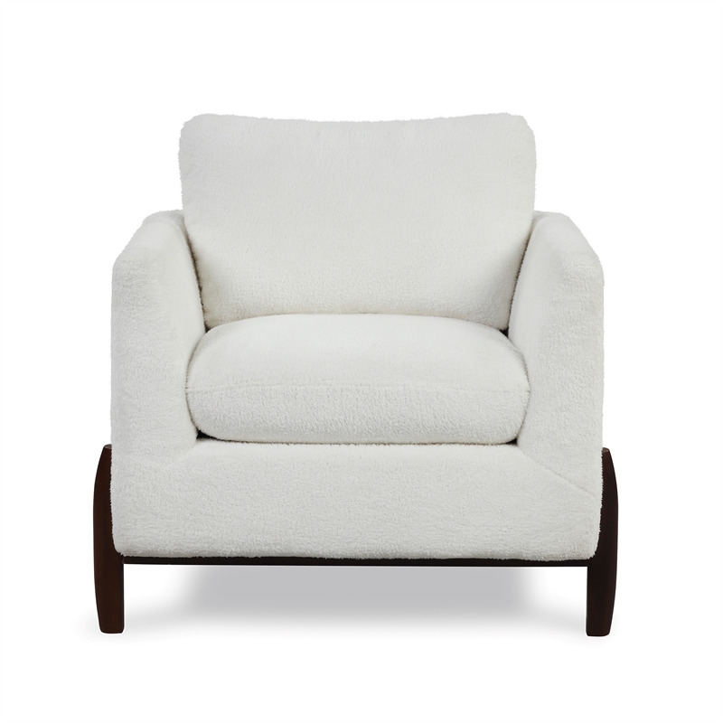 Lifestyle Solutions Victor Accent Chair in Cream Fabric and Brown Legs
