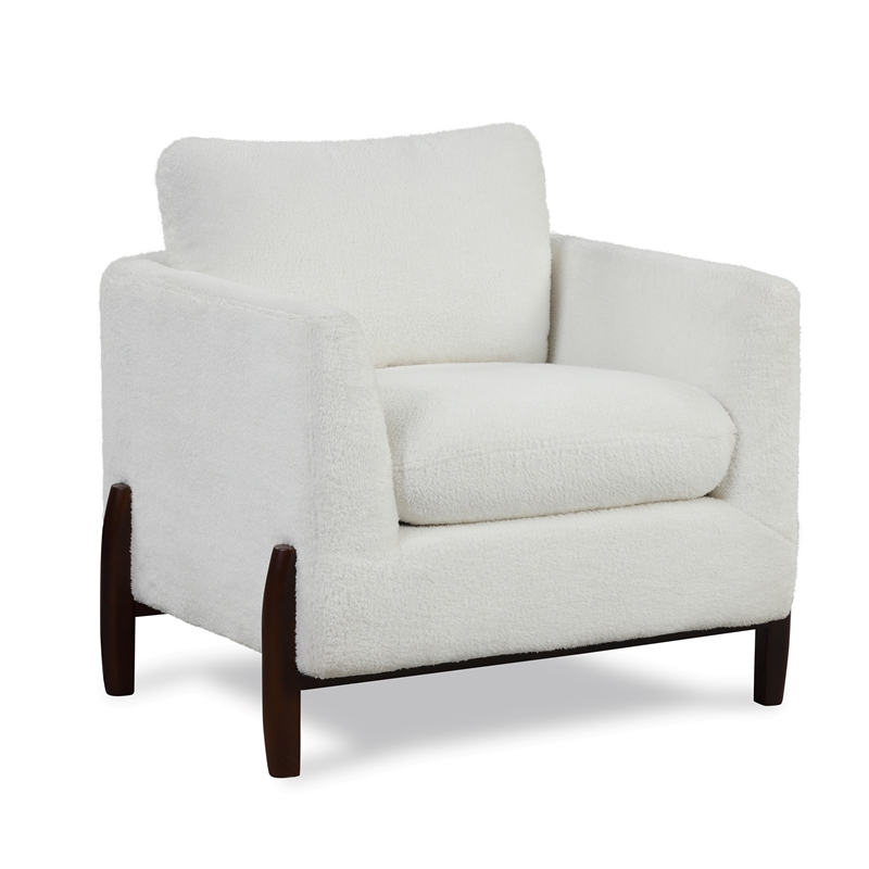 Lifestyle Solutions Victor Accent Chair in Cream Fabric and Brown Legs