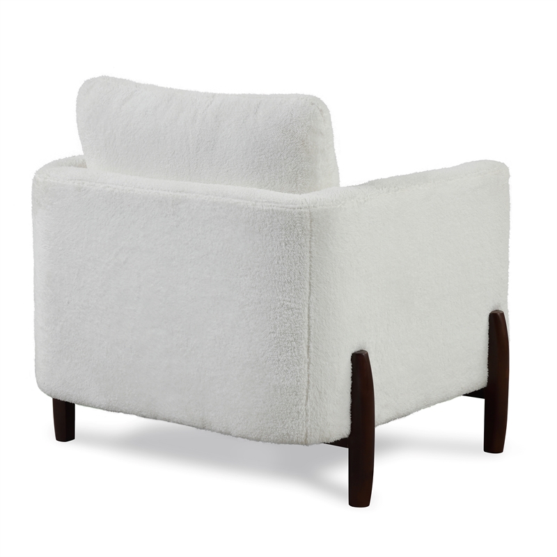 Lifestyle Solutions Victor Accent Chair in Cream Fabric and Brown Legs