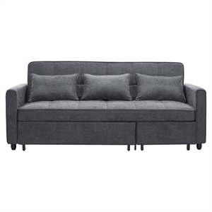 relax a lounger sanders convertible sofa in gray fabric upholstery