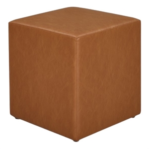 Lifestyle Solutions Vienna Ottoman in Caramel Faux Leather Upholstery