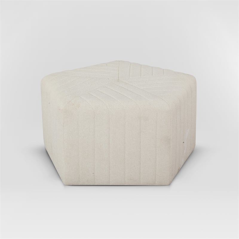 Lifestyle Solutions Gardner Ottoman in White Fabric Upholstery