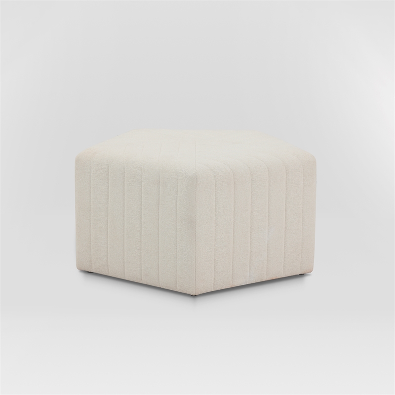 Lifestyle Solutions Gardner Ottoman in White Fabric Upholstery